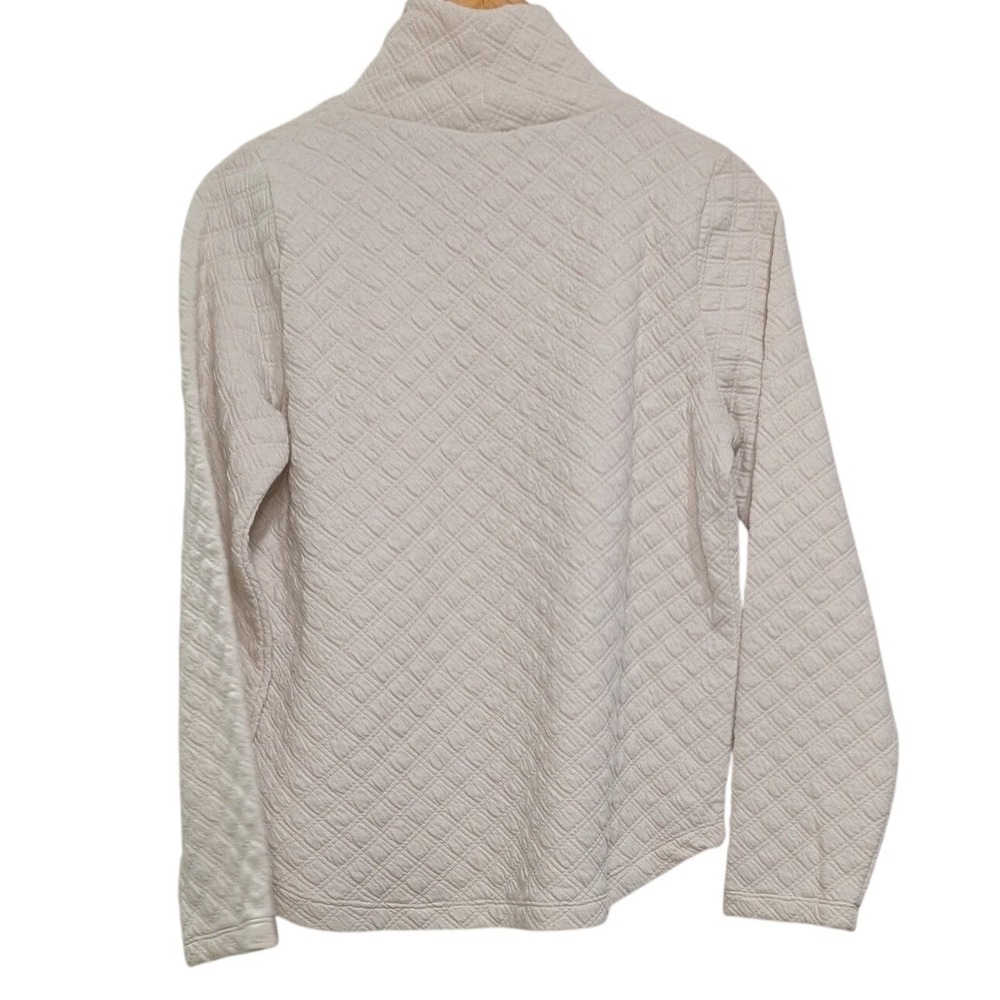 J.Crew‎ Quilted Turtleneck Sweatshirt Ivory Diamond Pattern - Small - Picture 3 of 6